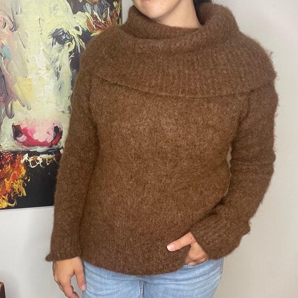 Banana Republic Oversized Cowl Neck Alpaca Blend Brown Sweater Size Large